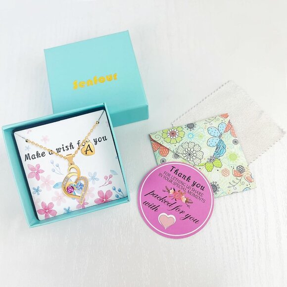 Vibrant Gold Plated Heart Initial Necklace for Women - Adjustable 15.7''+2.36'' - Picture 7 of 8